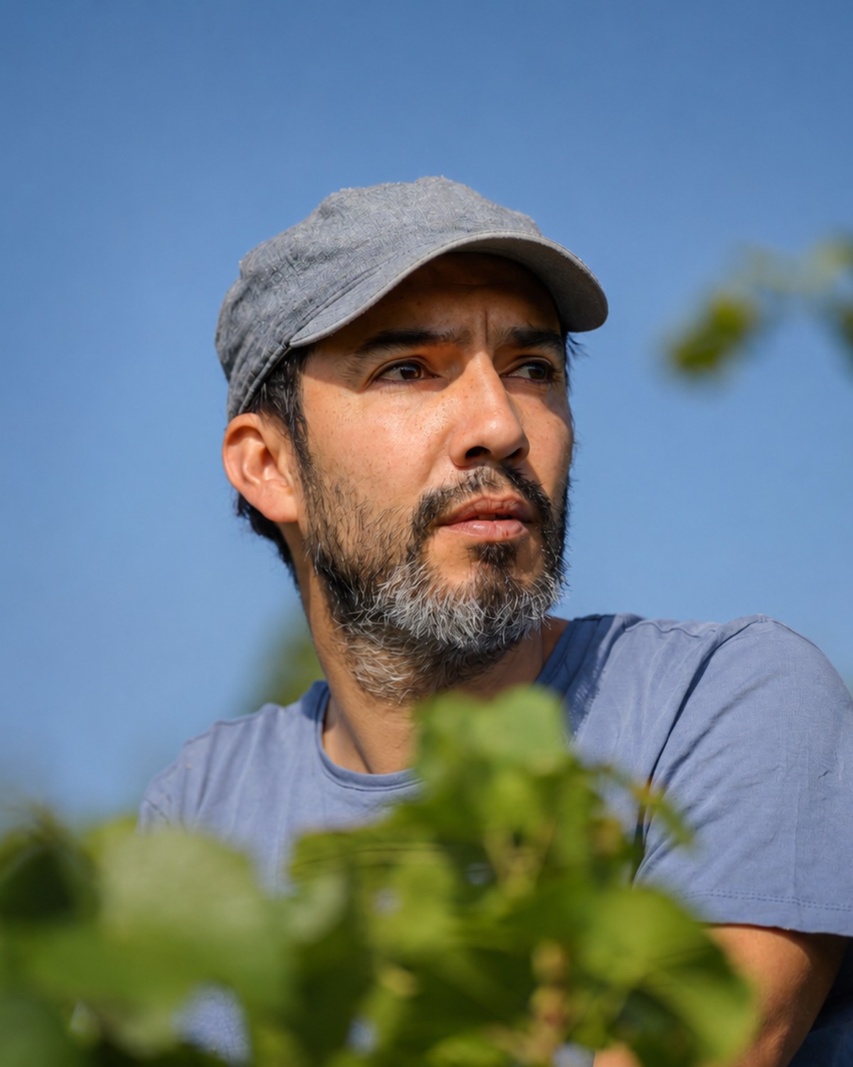 Mariano Zelada, founder of Zelada Wines, in the vineyard.
